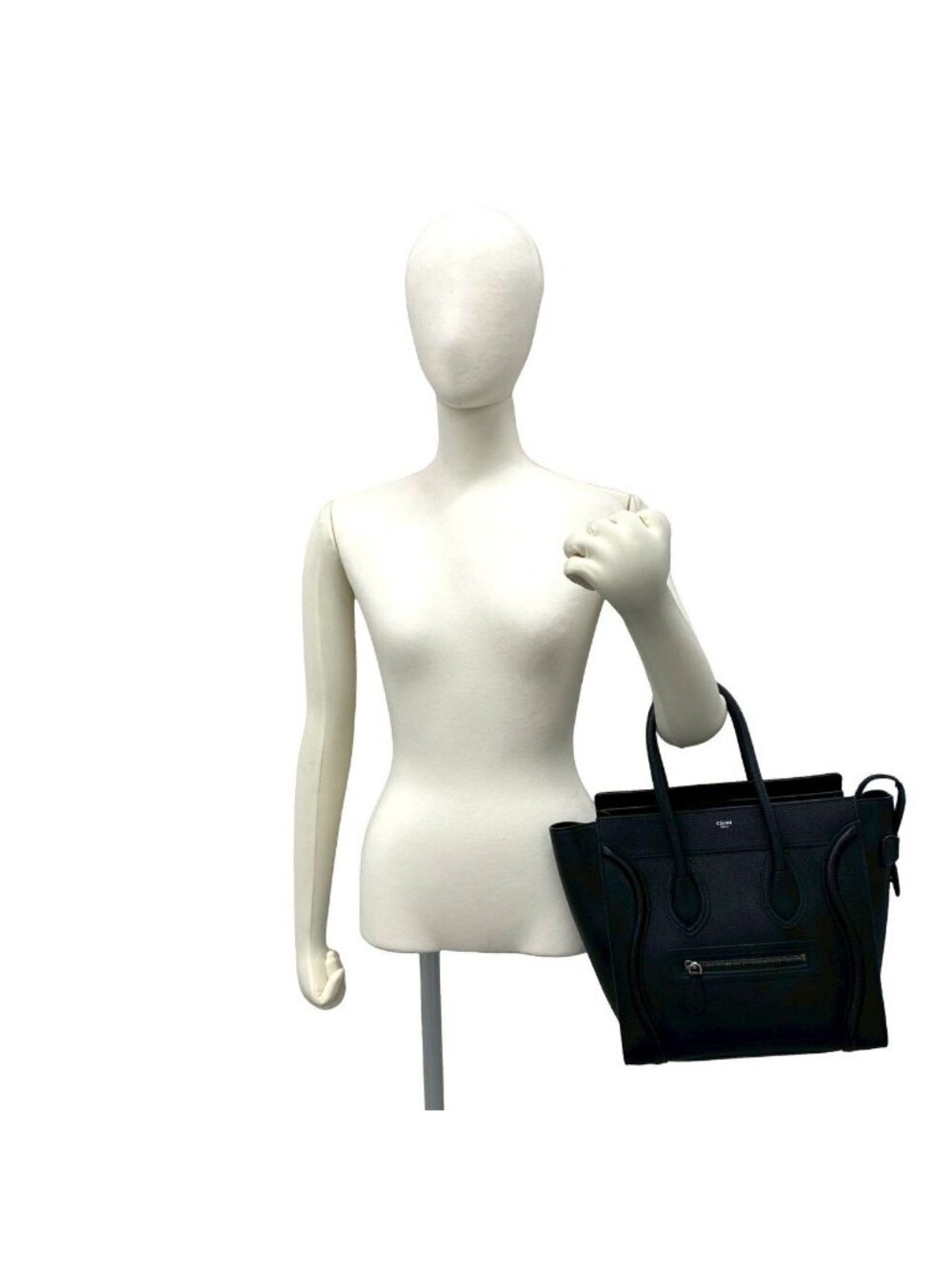 Celine Luggage Micro Leather Boston Bag Tote Black - Picture 2 of 10